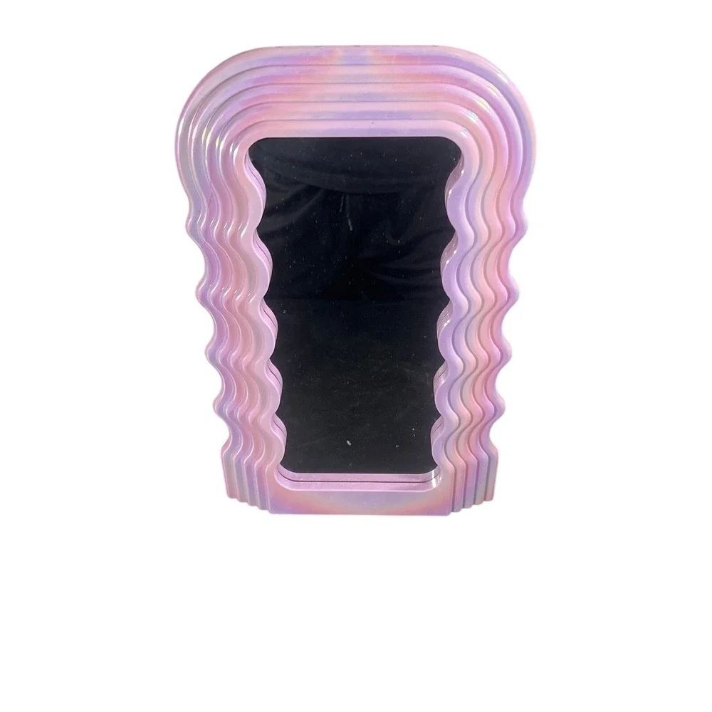 Iridescent Pink Wavy Wall Mirror Ultrafragola Style Retro Modern Decor Accent